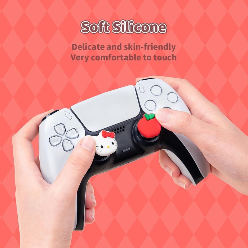 Kuitmor Silicone Thumb Grip Caps for PS5 Controller,Thumbsticks Cover Set Compatible with Switch Pro Controller and PS4 PS5 Controller,4PCS - HelloCat - Image 4